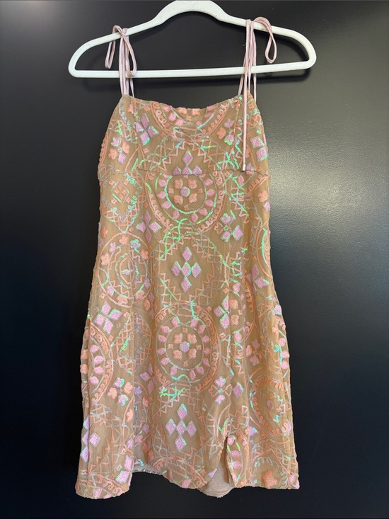 Free People Dresses & Skirts - Free People Peach Slip Dress with Iridescent Embroidery
